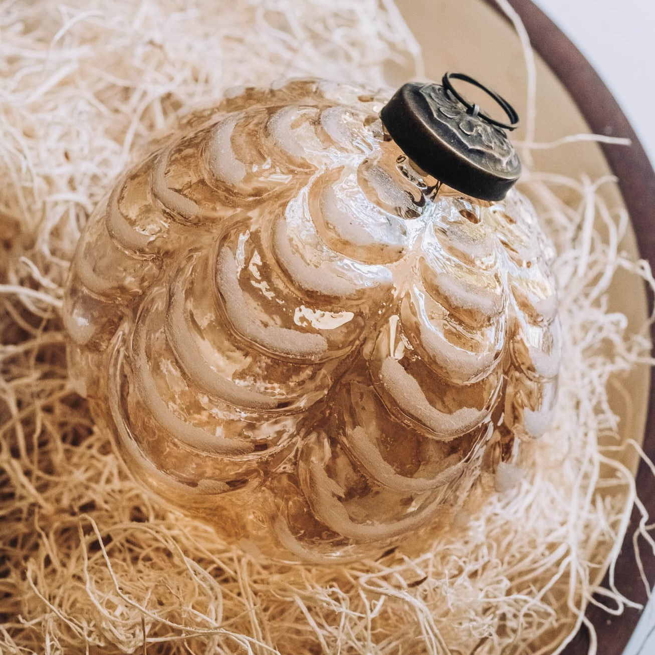 Draped Gold Glass Ornament