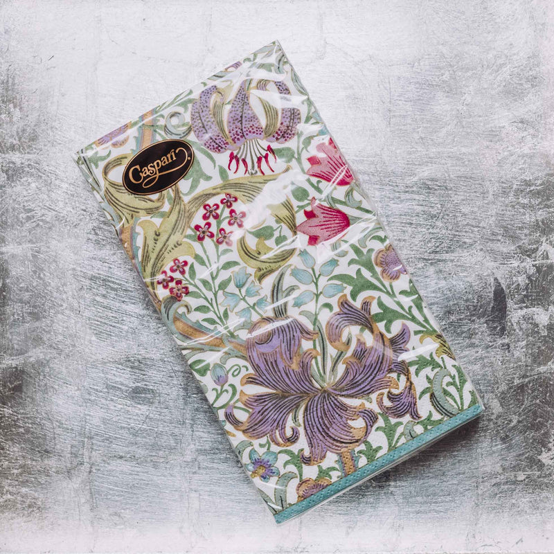 Indulge in luxury with our Caspari triple-ply Guest Towels. Made in Germany, these napkins feature exquisite artwork and designs from around the world, printed with nontoxic, water-soluble dyes and food-safe ink. Elevate your entertaining with sophistication and taste. Comes in sets of 15 napkins in 24 different designs.